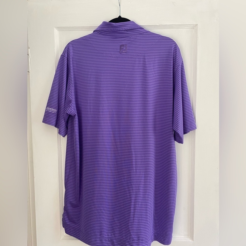 FOOTJOY Performance Golf Short Sleeve Pique Polo Men’s Size L in Purple Stripe - Picture 7 of 9